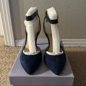 NWT Navy Blue Suede Strappy Pumps
